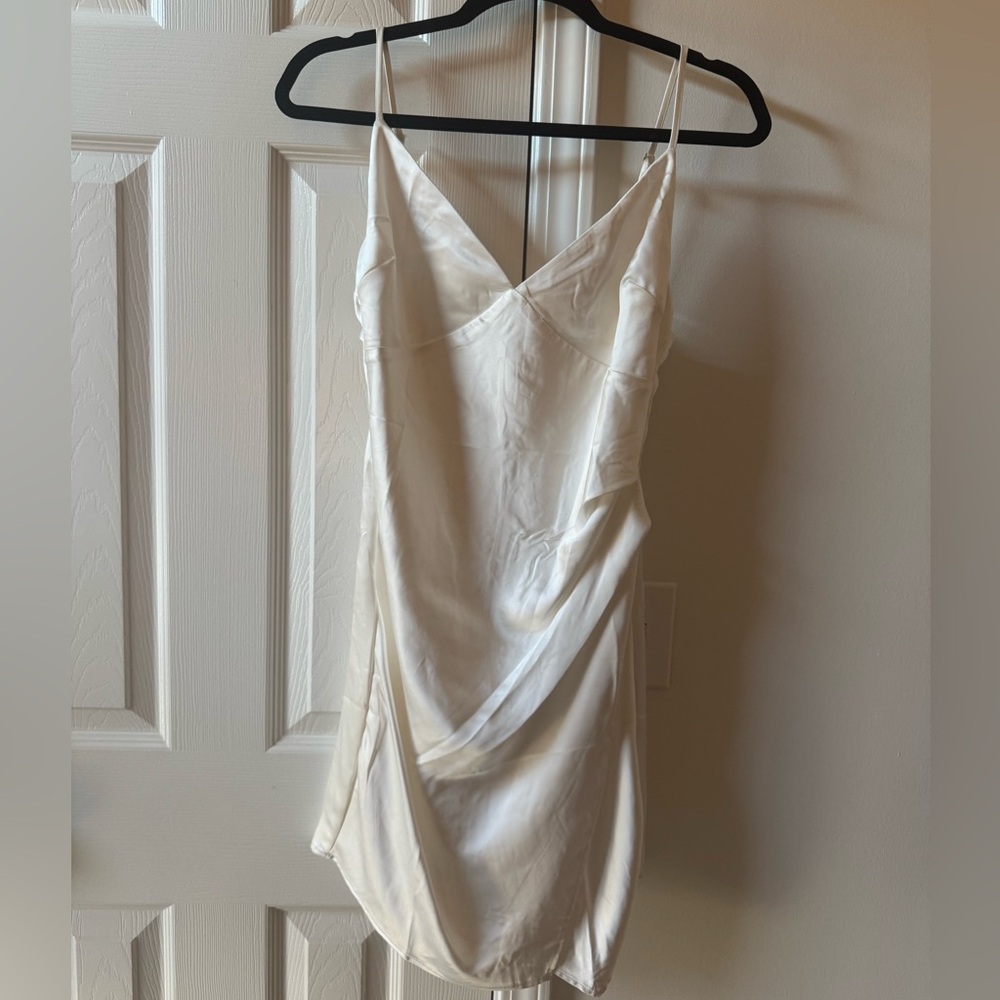 Satin Ivory Fitted Mini Dress